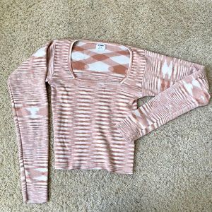 Cotton On Square Neck Long Sleeve White and Burnt Orange Size M